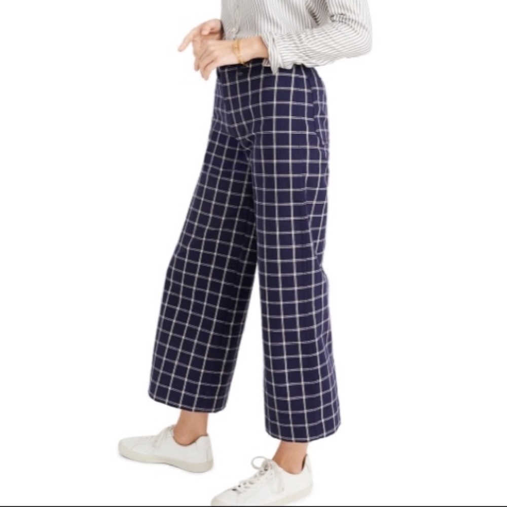 Madewell navy plaid - wide leg pants (size 30) - Picture 2 of 3